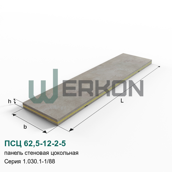 ПСЦ 62,5-12-2-5 Панель стеновая цокольная Серия 1.030.1-1/88