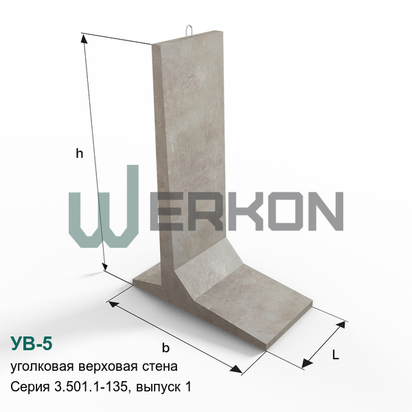 УВ-5 Уголковая верховая стена железобетонная Серия 3.501.1-135, выпуск 1