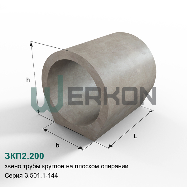 ЗКП2.200 Звено трубы круглое на плоском опирании Серия 3.501.1-144