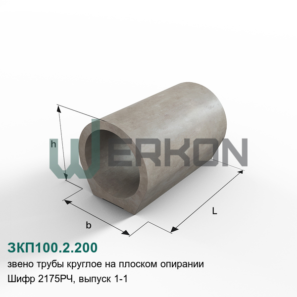 ЗКП100.2.200 Звено трубы круглое на плоском опирании Шифр 2175РЧ, выпуск 1-1