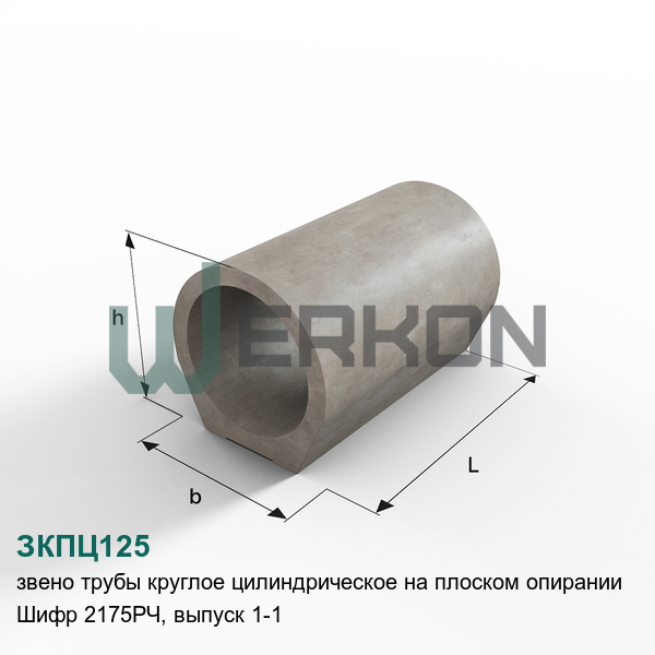 ЗКПЦ125 Звено трубы круглое цилиндрическое на плоском опирании Шифр 2175РЧ, выпуск 1-1