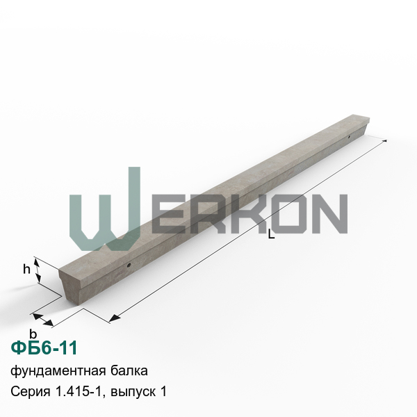 ФБ6-11 Фундаментная балка железобетонная Серия 1.415-1, выпуск 1