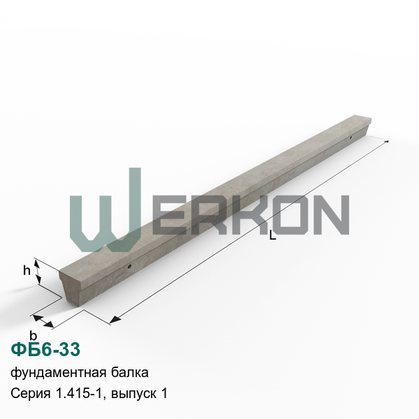 ФБ6-33 Фундаментная балка железобетонная Серия 1.415-1, выпуск 1